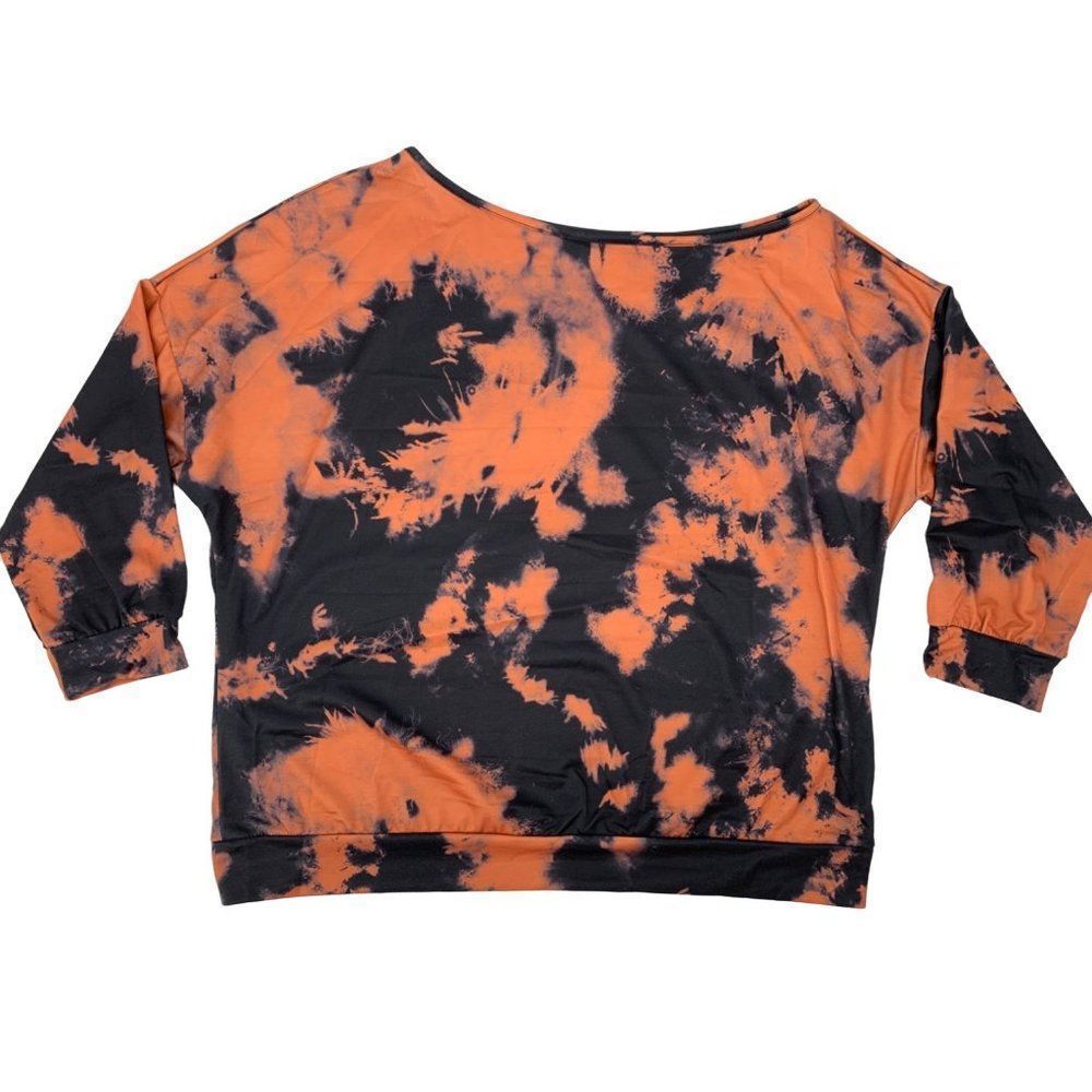 Shein curve XL top one shoulder 1760 sweatshirt Scuba Knit tie dye